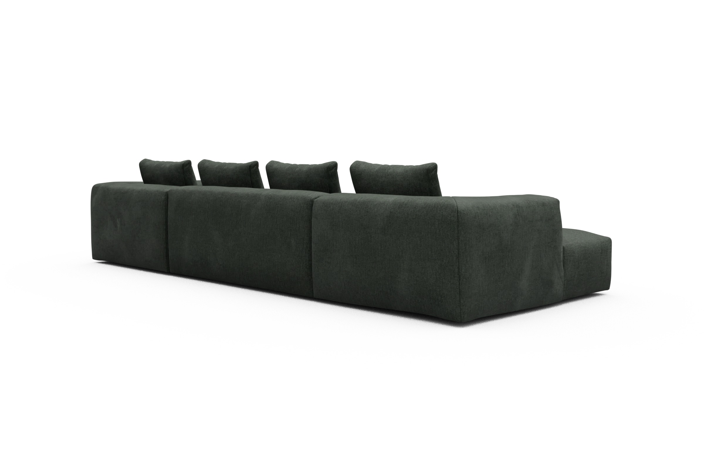 Wohnlandschaft Fred Relax-Ecke rechts mit 2-Sitzer und Chaiselongue links Aivi-Pine-Green