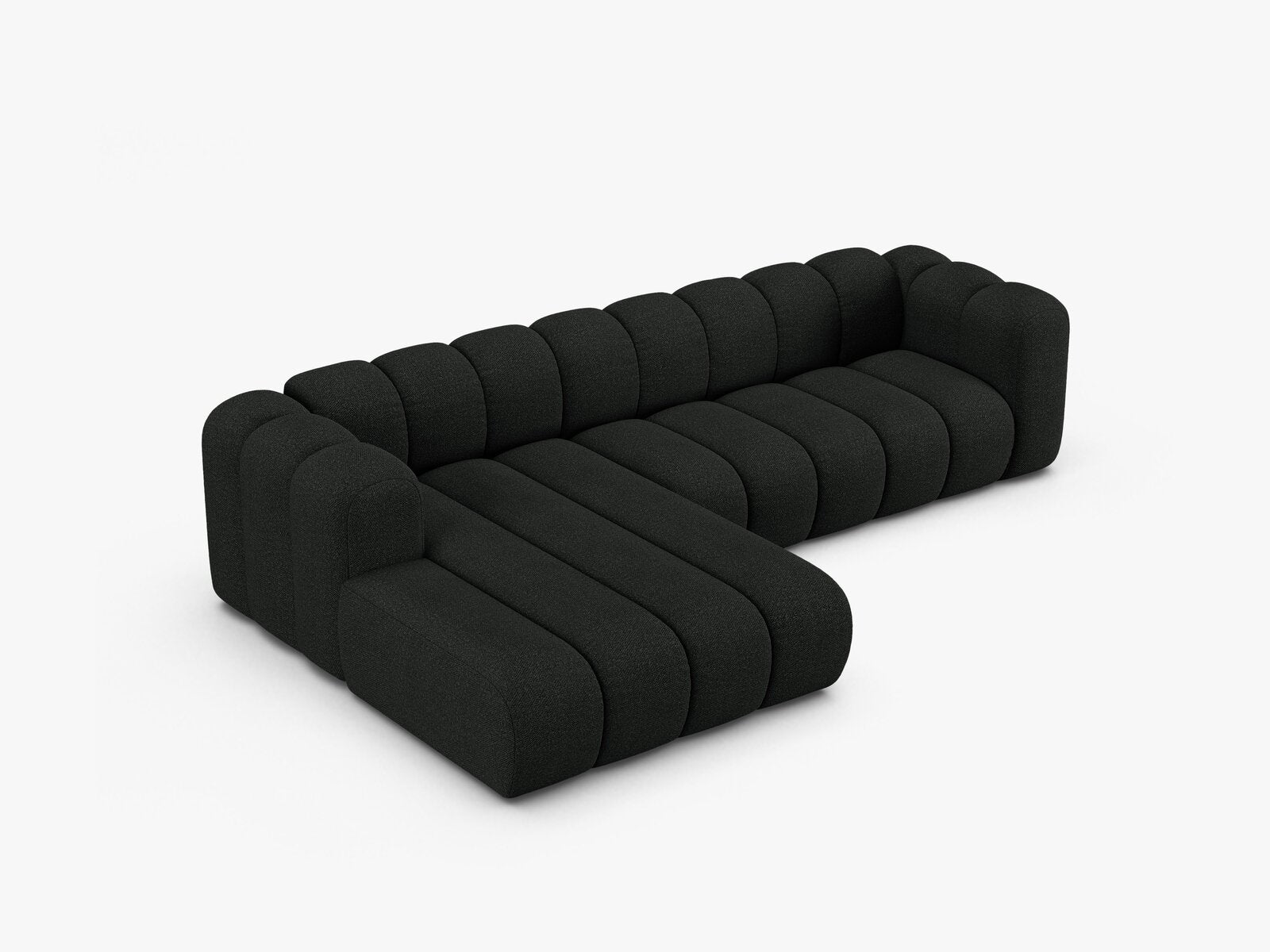Micadoni Modulares Ecksofa Lupine 4-Sitzer Links Boucle Baloo Schwarz