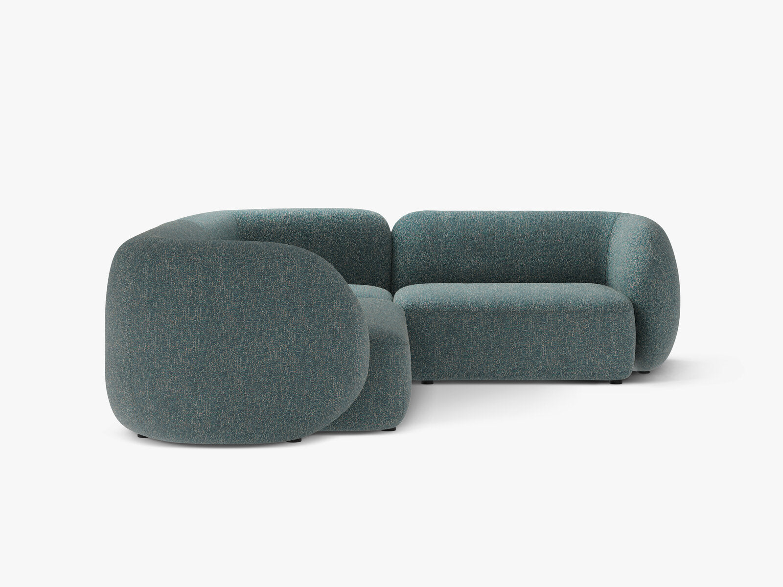Micadoni Ecksofa Kate 4-Sitzer Rechts Strukturierter Stoff Blau Melange