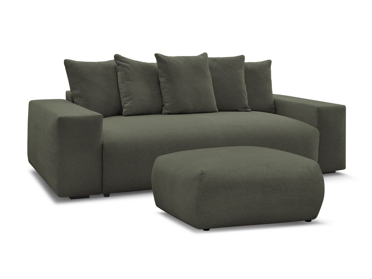 Bobochic Voltaire Sofa 4-Sitzer mit Pouf 280 × 124 cm Melange-Stoff Grün