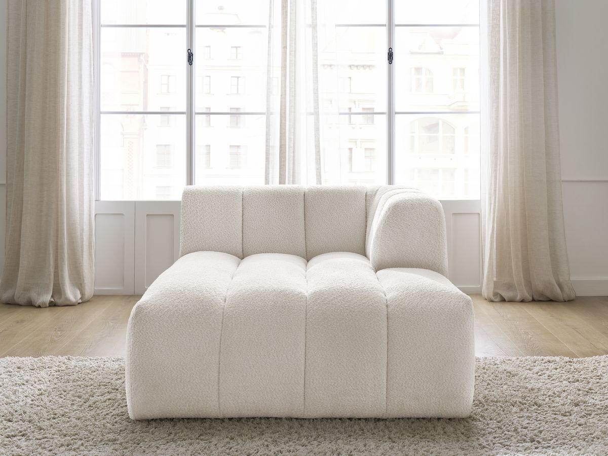 Bobochic Annecy Méridienne-Modul Bouclé-Stoff Weiß Ecke rechts