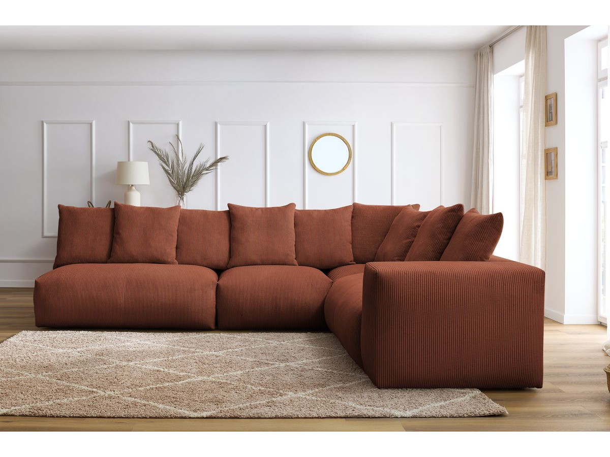 Bobochic Voltaire Ecksofa 322 × 268 cm Cordsamt Orange Ecke rechts