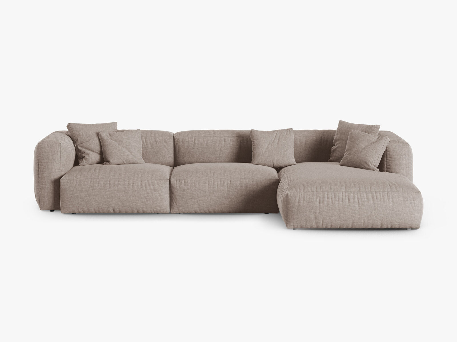 Micadoni Ecksofa Martina 3-Sitzer 90cm Sitztiefe Rechts Strukturierter Stoff Boston Dunkelbeige
