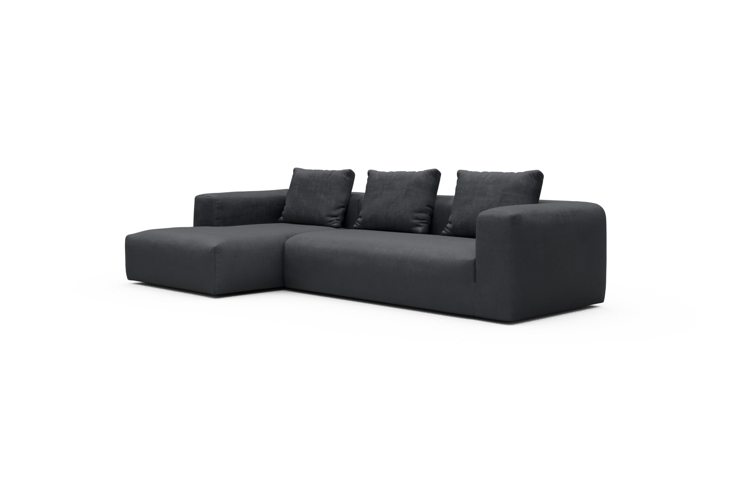 Ecksofa Fred Chaiselongue links mit 2,5-Sitzer Cordufine-Slate-Grey