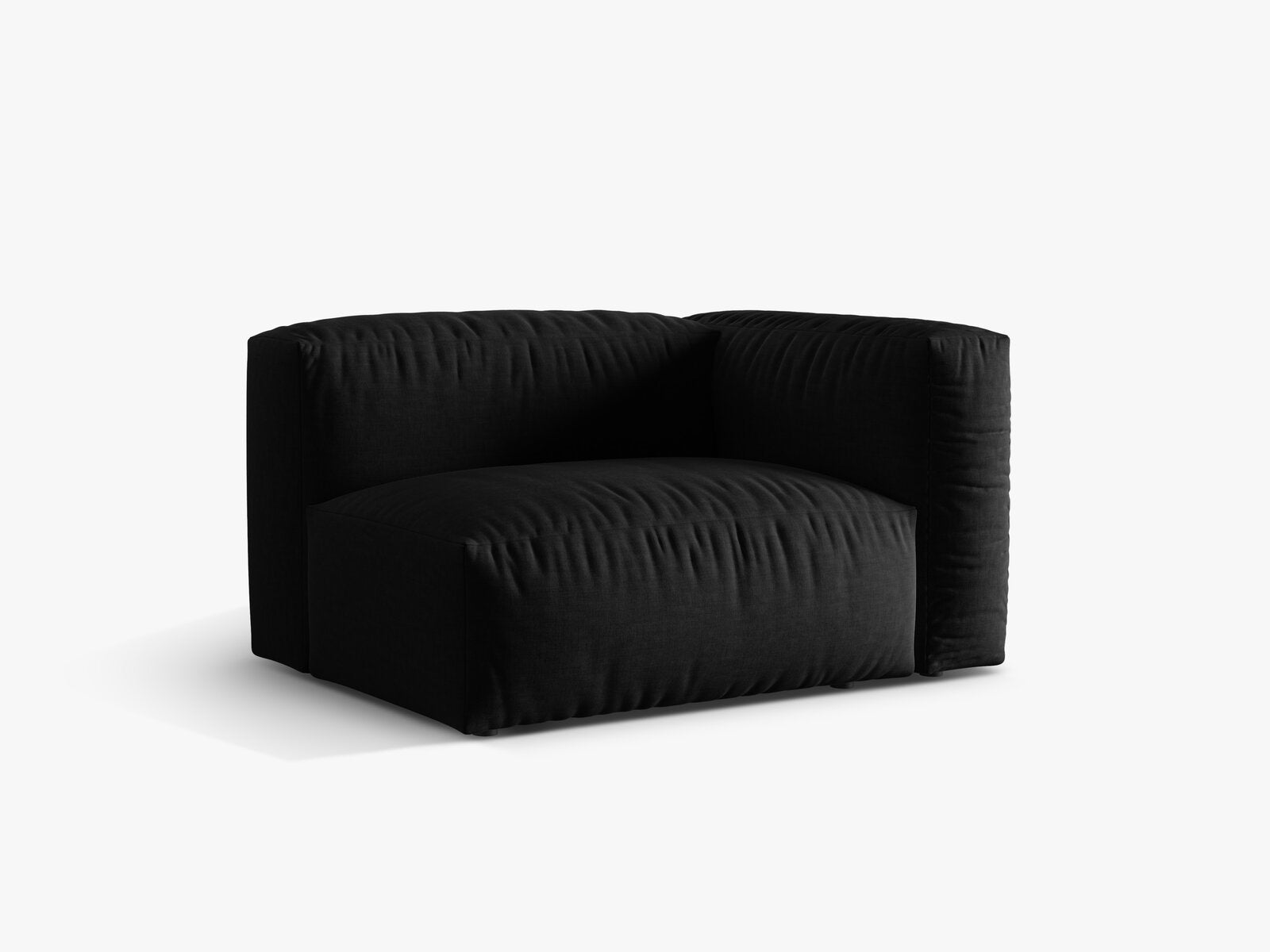 Micadoni Eckmodul Martina 1-Sitzer Rechts Strukturierter Stoff Boston Schwarz
