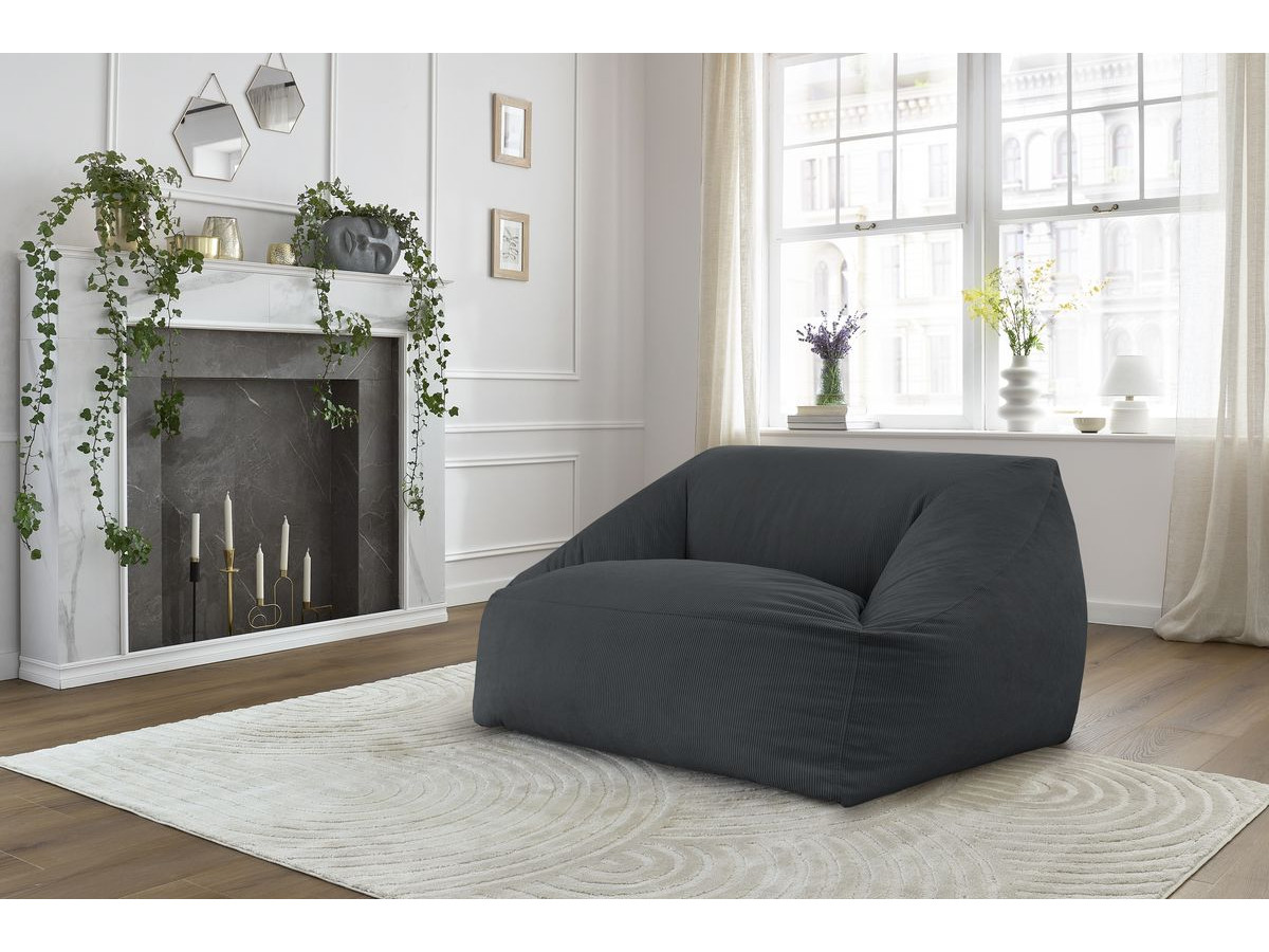 Bobochic Lilibet Pouf Cordsamt Dunkelgrau