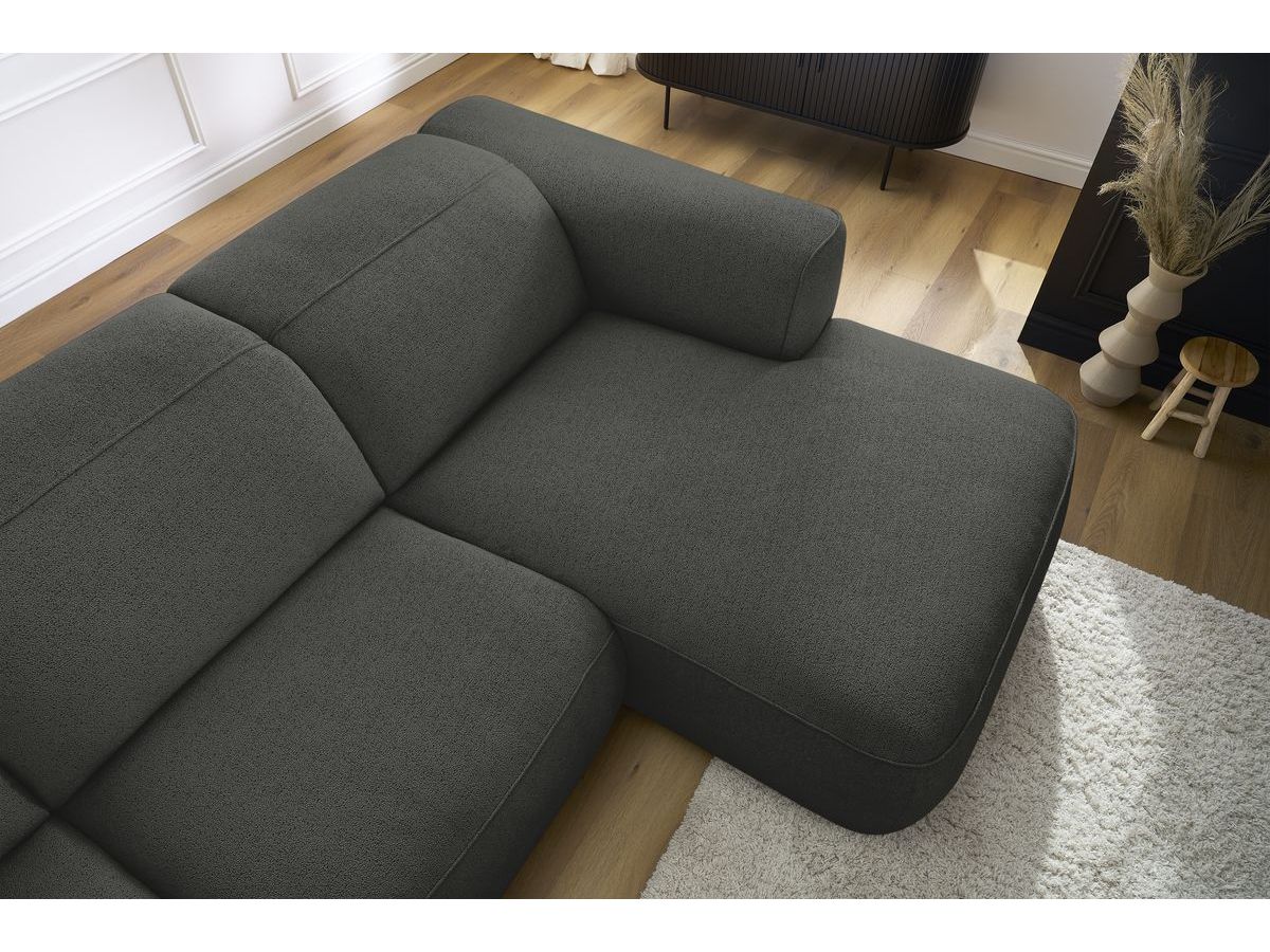 Bobochic William Ecksofa Melange-Stoff Dunkelgrau Ecke rechts