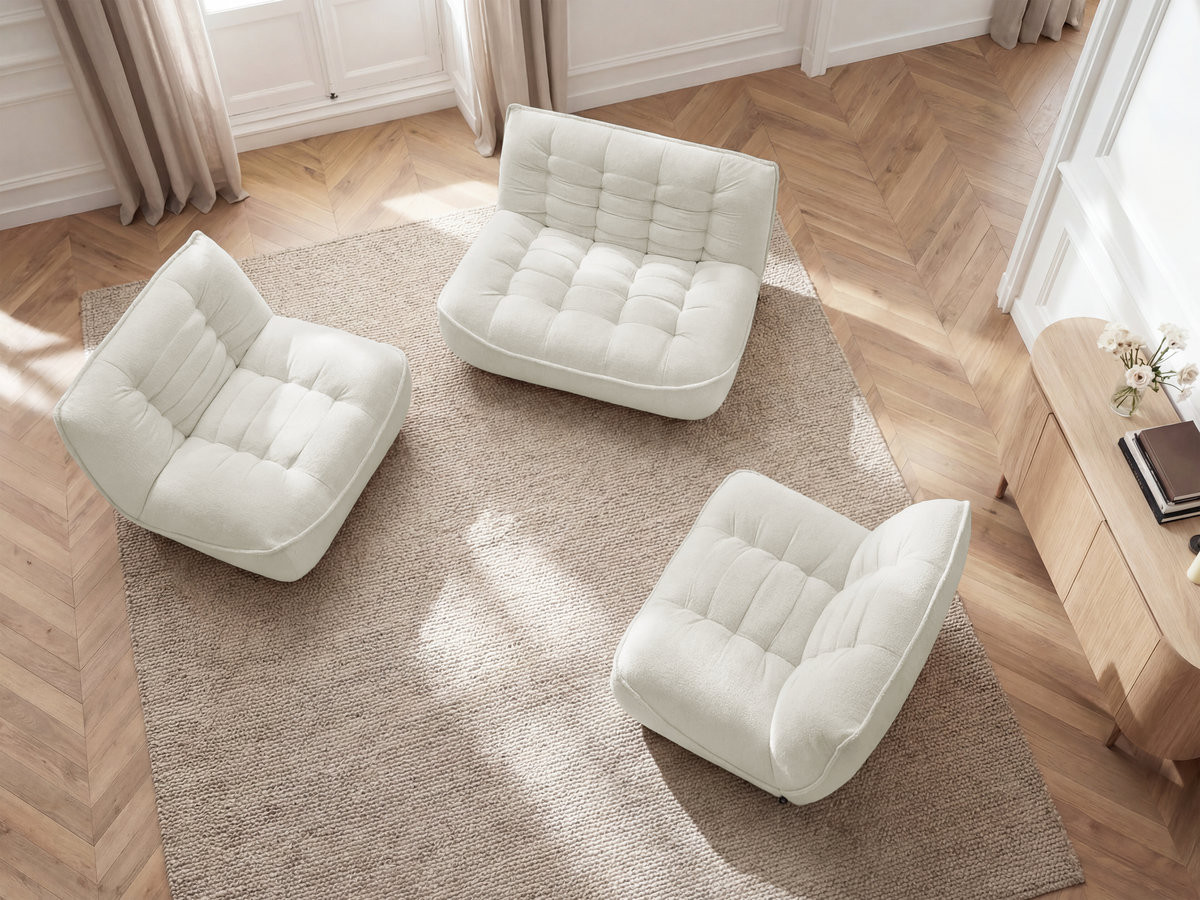 Bobochic Serena Sofa 4-Sitzer Melange-Stoff Weiß