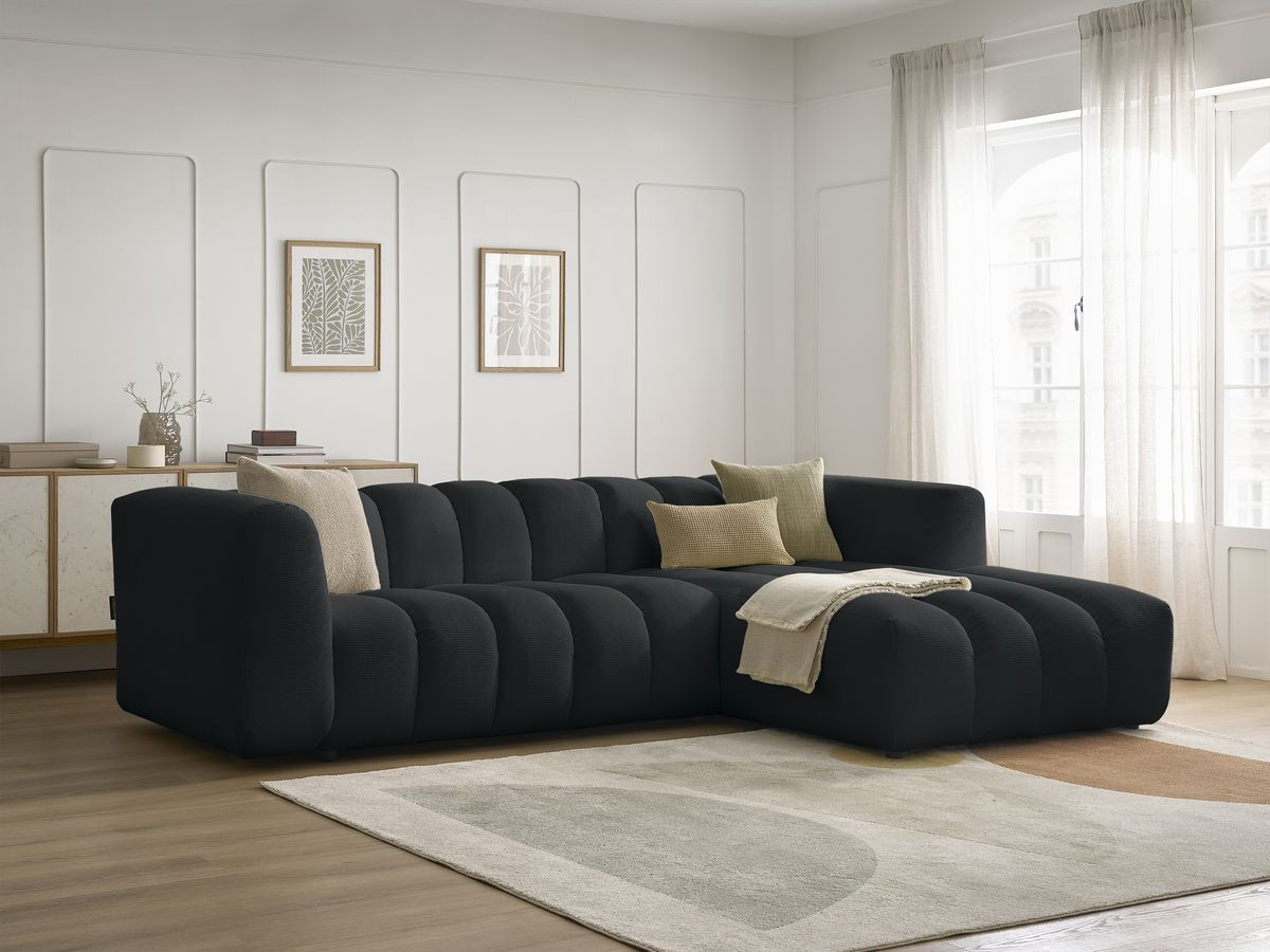 Bobochic Talia Ecksofa Melange-Stoff Schwarz Ecke rechts