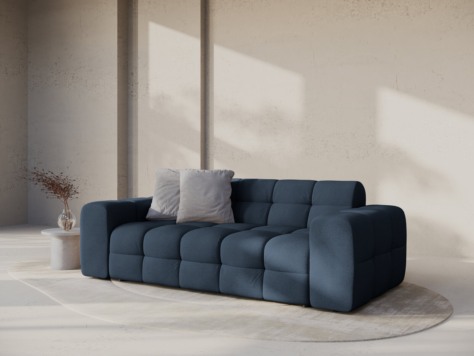 Micadoni Sofa Kendal 3-Sitzer Strukturierter Stoff Marineblau