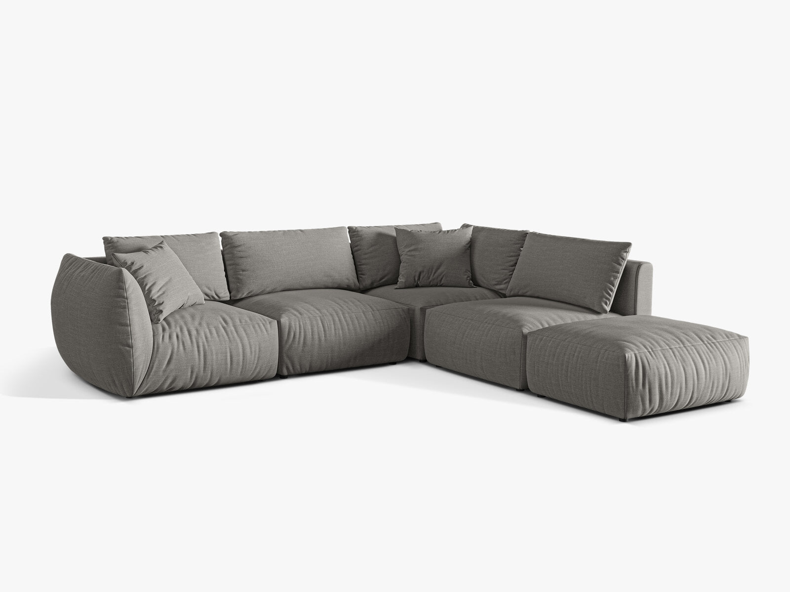 Micadoni Modulares Ecksofa Chris 4-Sitzer Rechts Strukturierter Stoff Warmes Grau