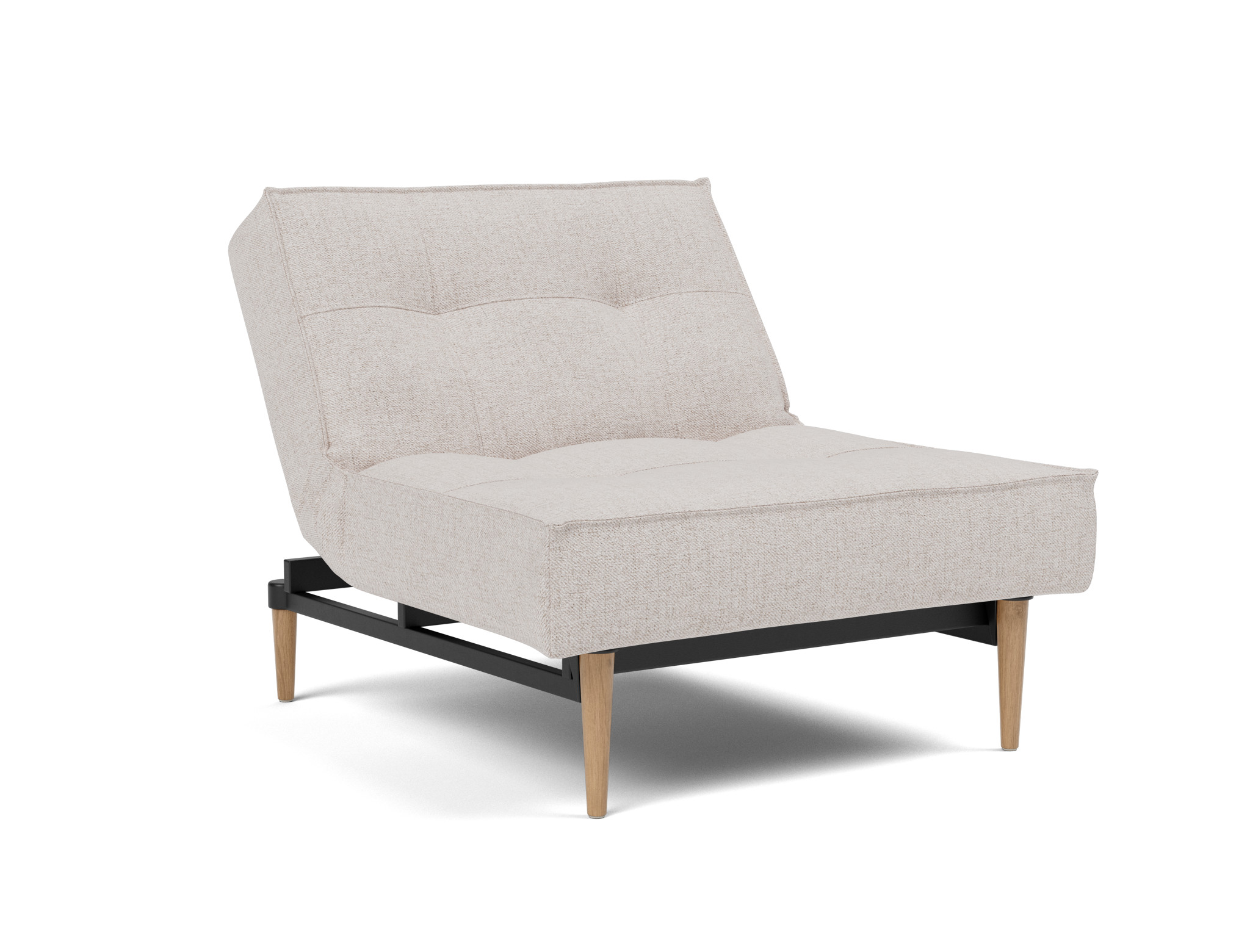 Sessel Splitback Strukturierter Stoff Weda 300-Weda-Sand Beine Styletto Eiche hell