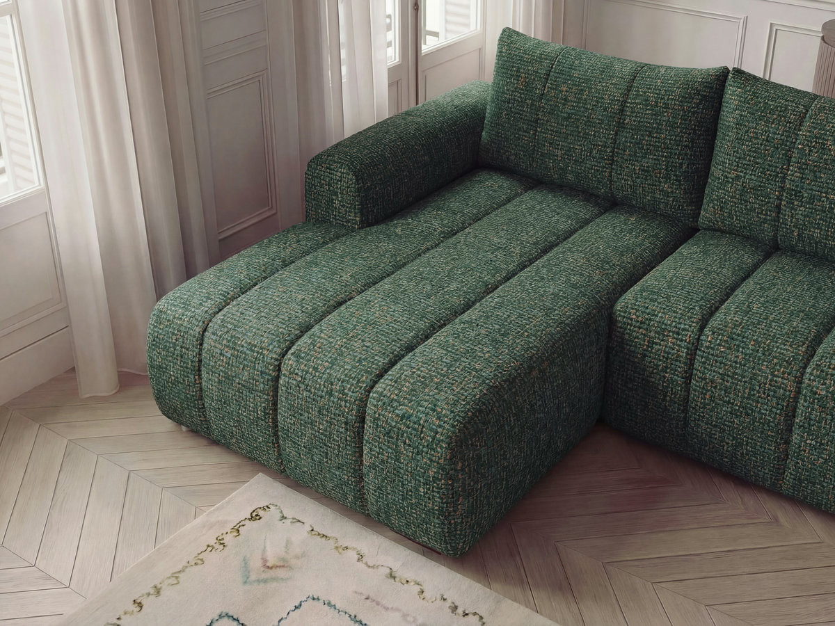 Bobochic Nesty Wohnlandschaft mit Pouf Melange-Stoff Dunkelgrün Ecke links