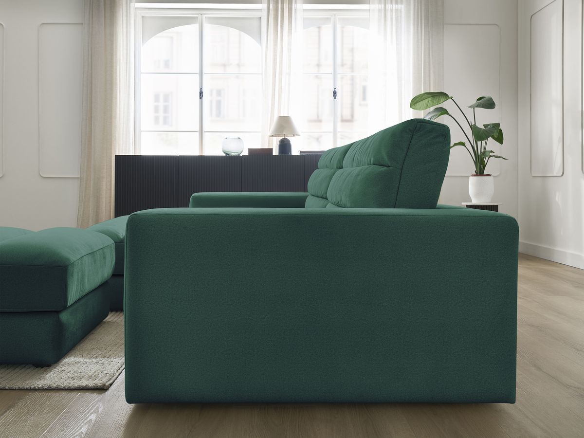 Bobochic Sierra Ecksofa mit Pouf Samt Dunkelgrün Ecke links