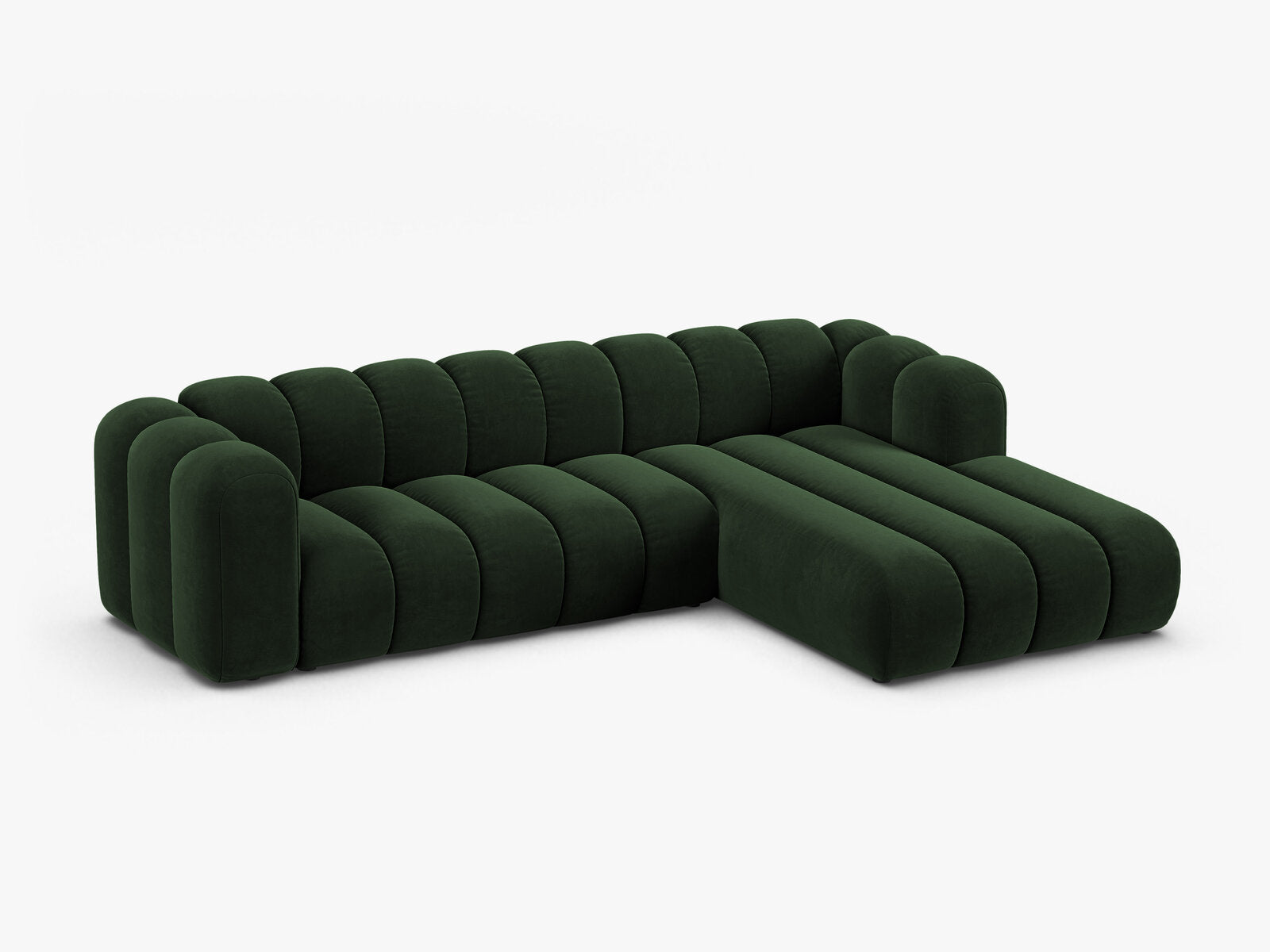 Micadoni Modulares Ecksofa Lupine 4-Sitzer Samt Venus Flaschengrün Rechts
