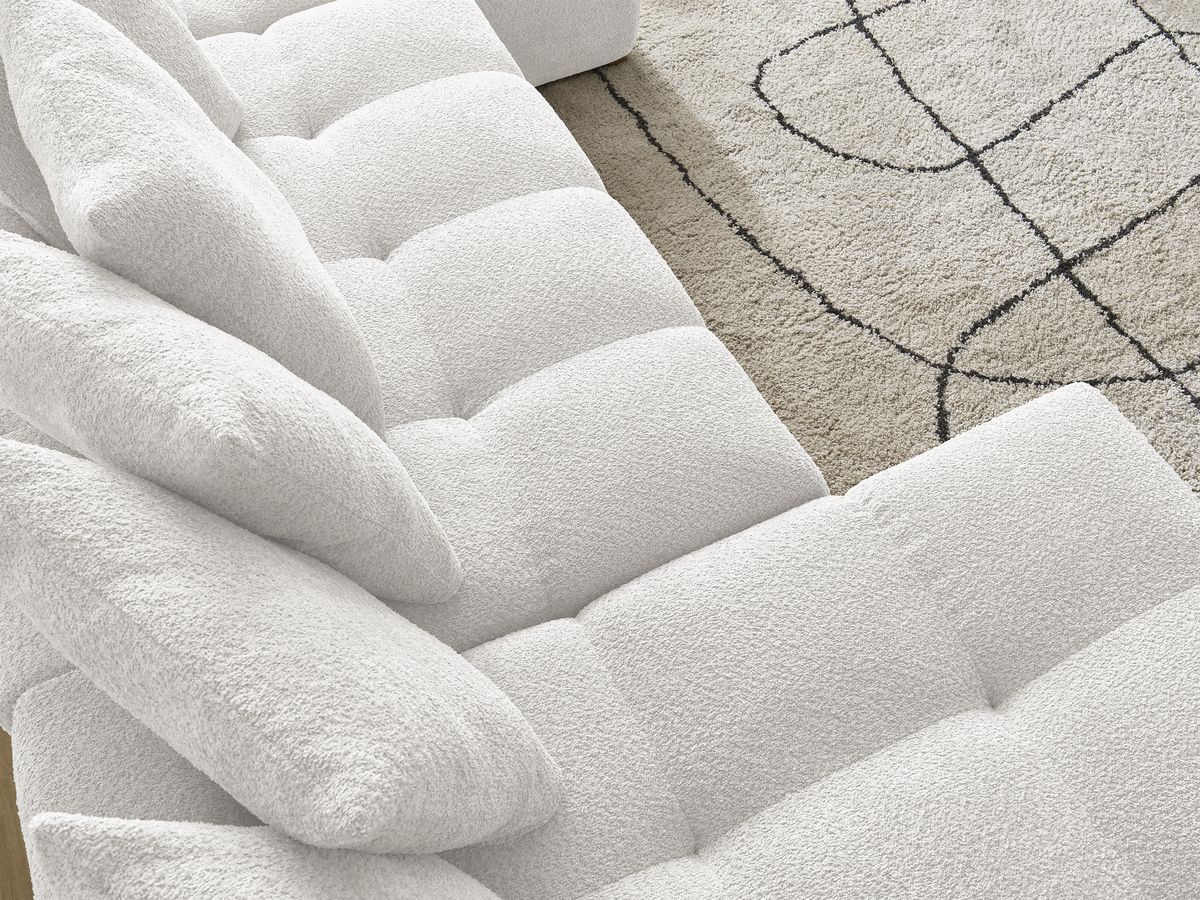 Bobochic Anakin Wohnlandschaft, 10 Kissen Bouclé-Stoff Weiß
