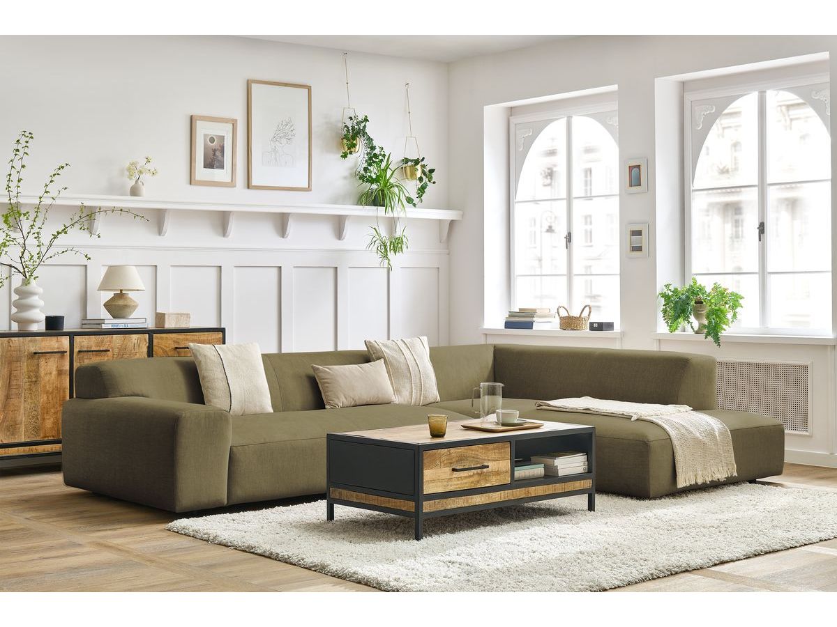 Bobochic Lavena Ecksofa 312 × 220 cm Samt Grün Ecke rechts