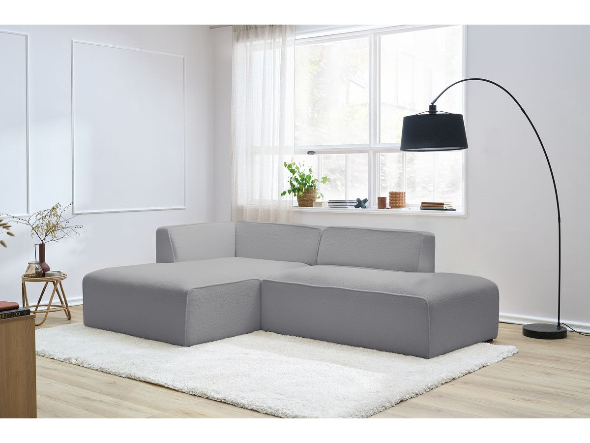 Bobochic Megeve Ecksofa Bouclé-Stoff Hellgrau Ecke links