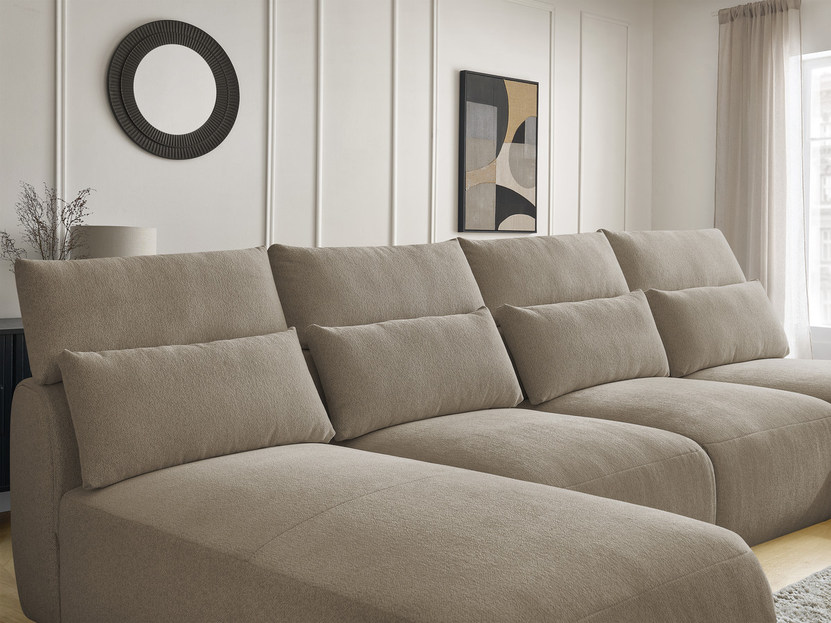 Bobochic Jana Wohnlandschaft mit kleinem Pouf Melange-Stoff Taupe
