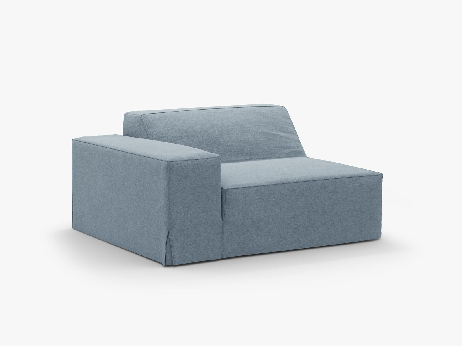 Micadoni Eckmodul mit Armlehne Ersatzbezug Jodie Links Strukturierter Stoff Lins Gedämpftes Blau