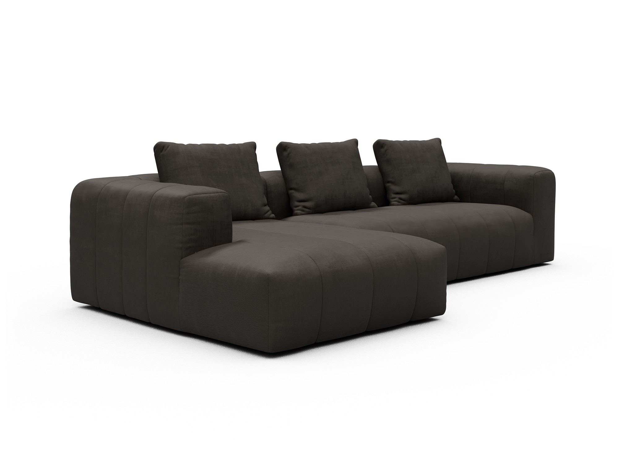 Hugo 2,5-Sitzer Armlehne rechts mit Chaiselongue Cordufine-Taupe moebelfaktor