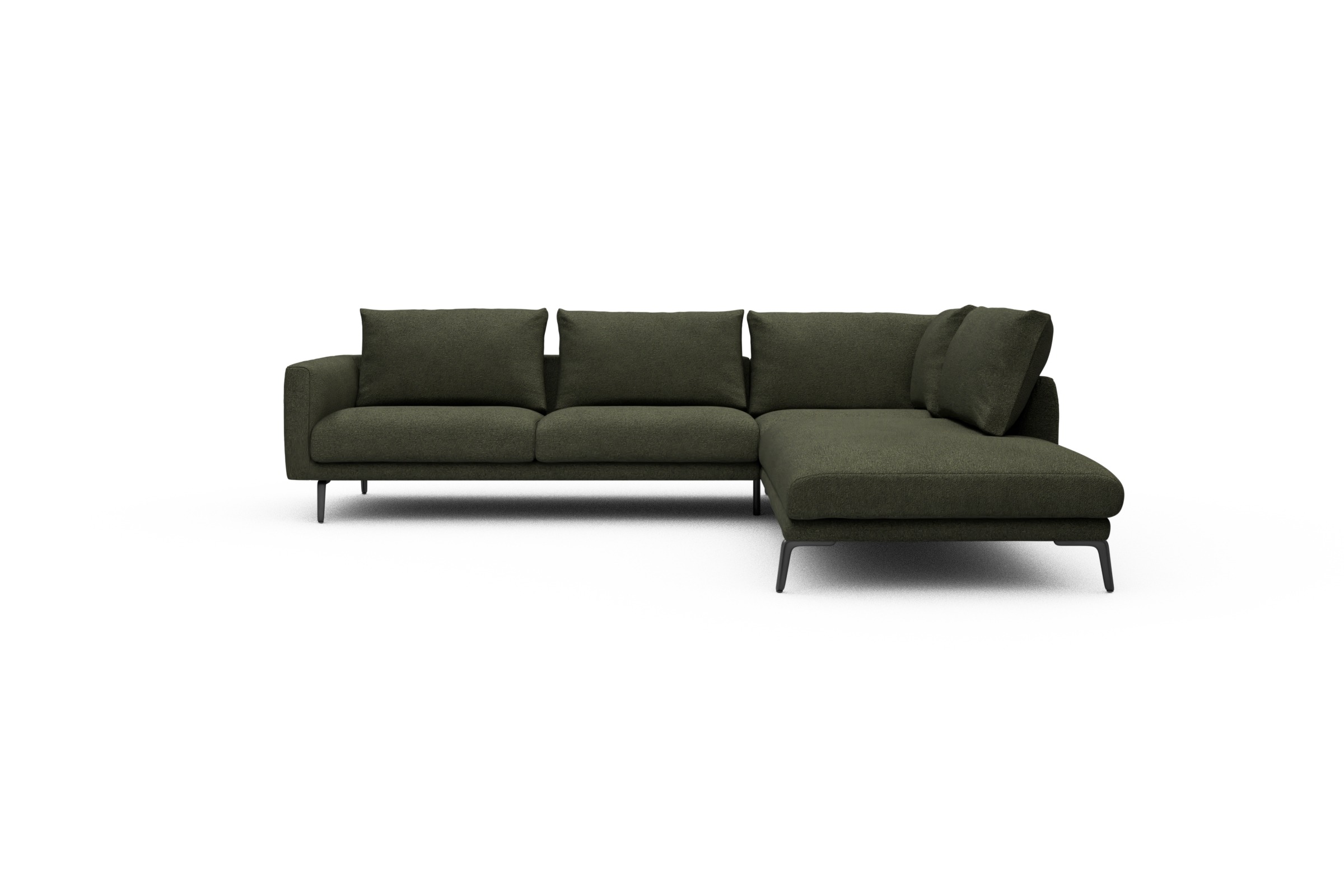 Skandi Home Ecksofa Karl Relax-Ecke rechts mit 2,5-Sitzer Boucle-Forest-Green moebelfaktor
