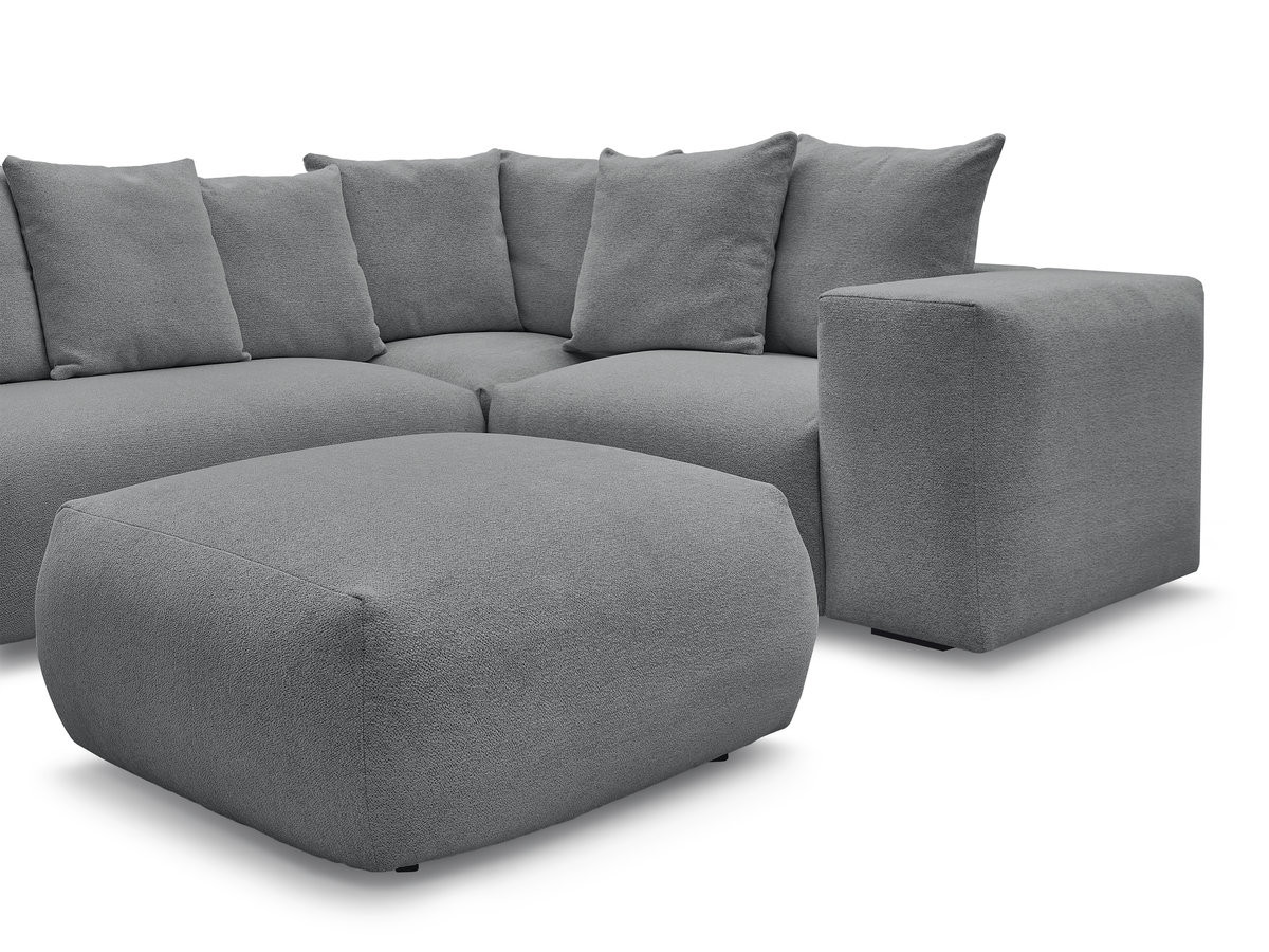 Bobochic Voltaire Ecksofa mit Pouf 268 × 214 cm Melange-Stoff Dunkelgrau Ecke rechts