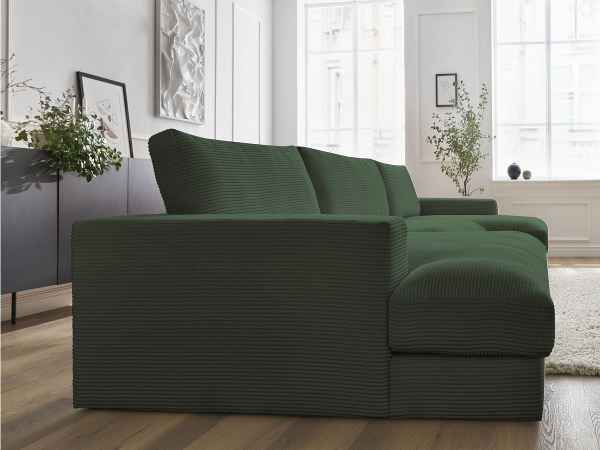Bobochic Leonard Wohnlandschaft 404 × 159 cm Cordsamt Dunkelgrün