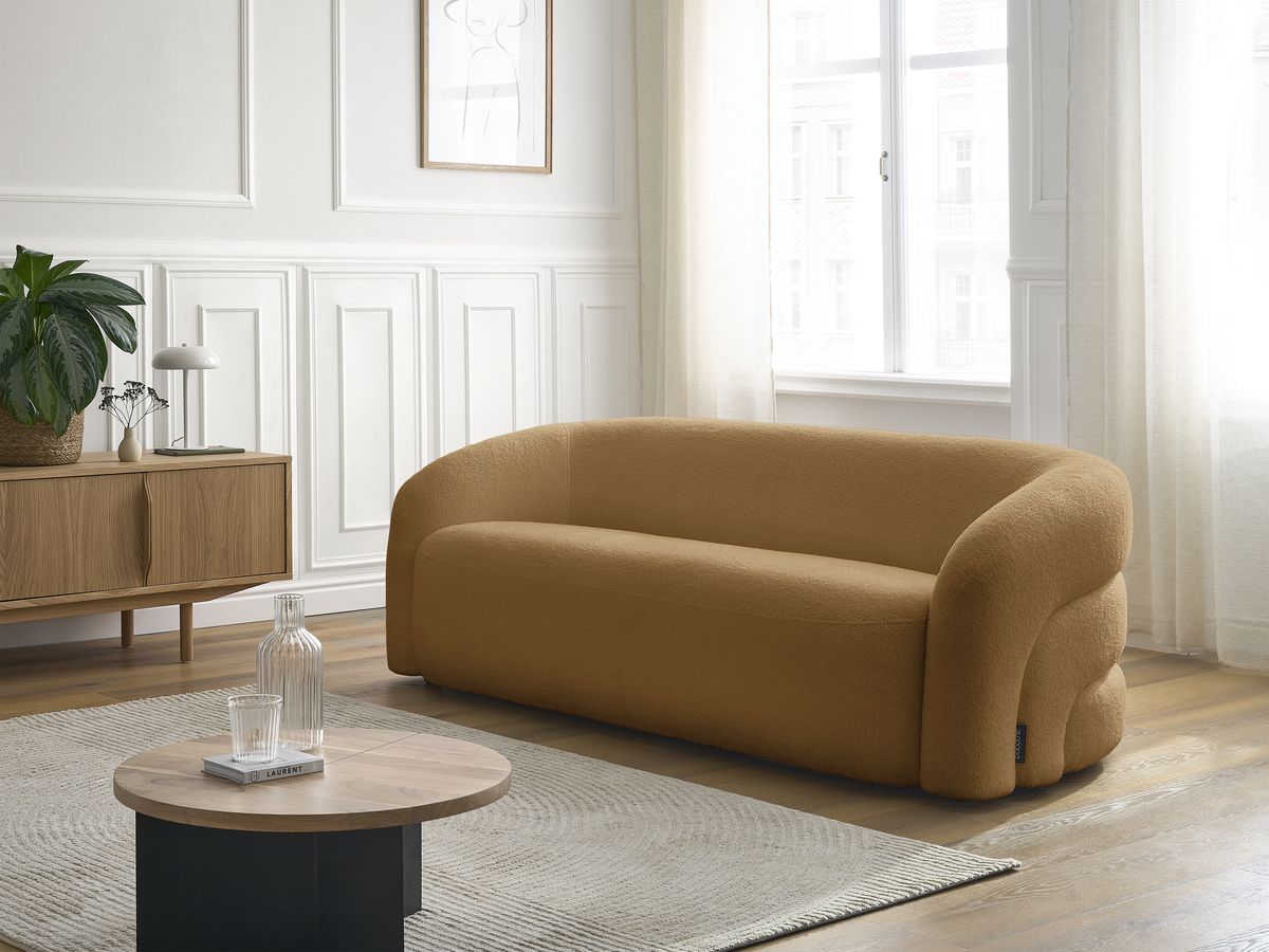 Bobochic Elina Sofa 3-Sitzer Bouclé-Stoff Gelb