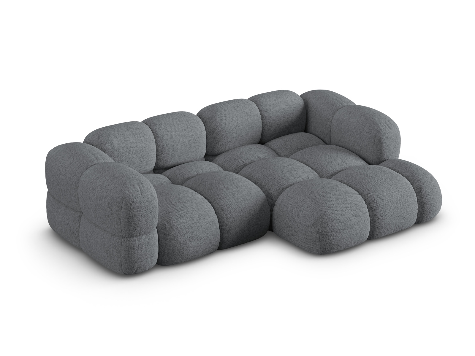 Cosmopolitan Design Ecksofa Loretto 3-Sitzer Strukturierter Stoff Sorella Grau Rechts