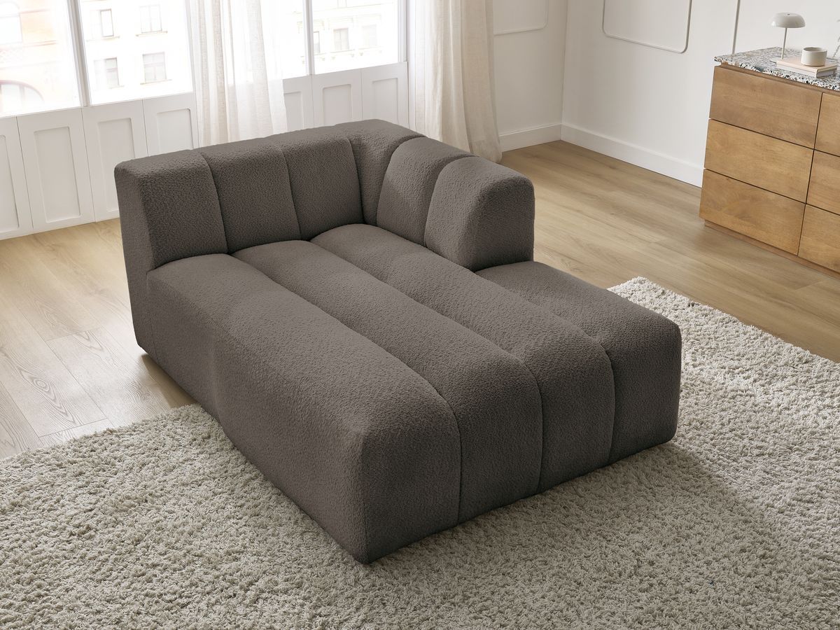 Bobochic Annecy Méridienne-Modul Bouclé-Stoff Braun Ecke rechts