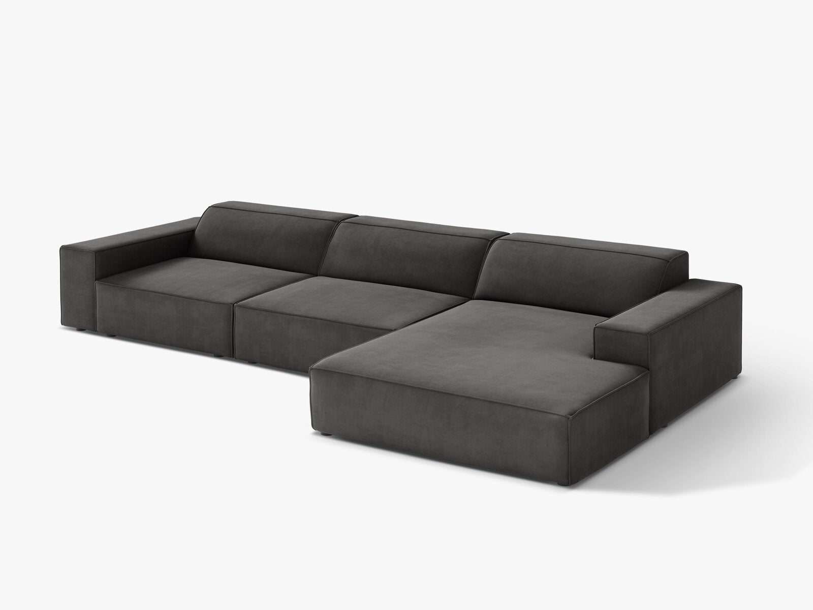 Micadoni Ecksofa Jodie 4-Sitzer Rechts Samt Bluvel Grau
