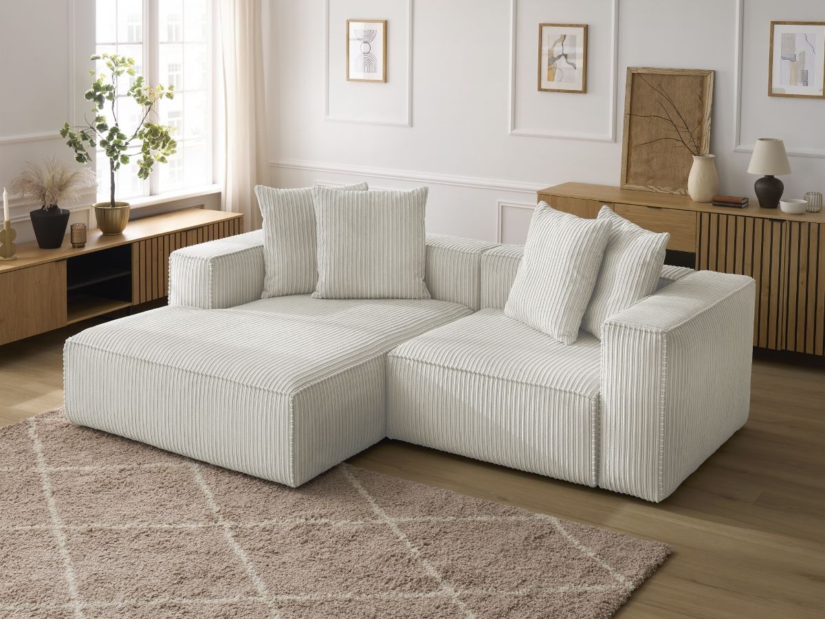 Bobochic Nina Ecksofa Cordsamt Hellgrau Ecke links