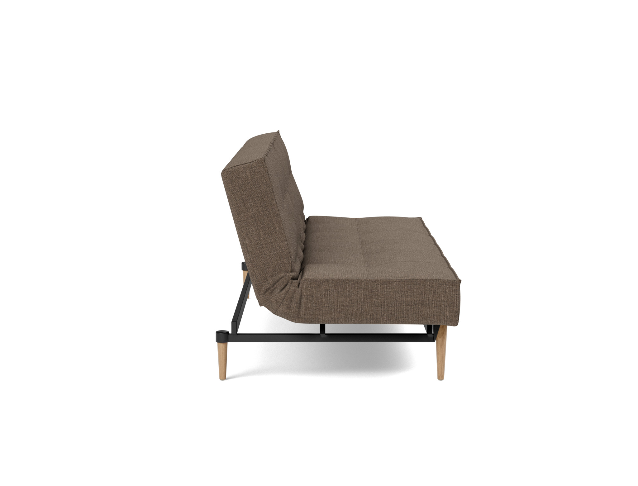 Schlafsofa Splitback Chenille Esina 411-Cedar-Brown Beine Styletto Eiche hell