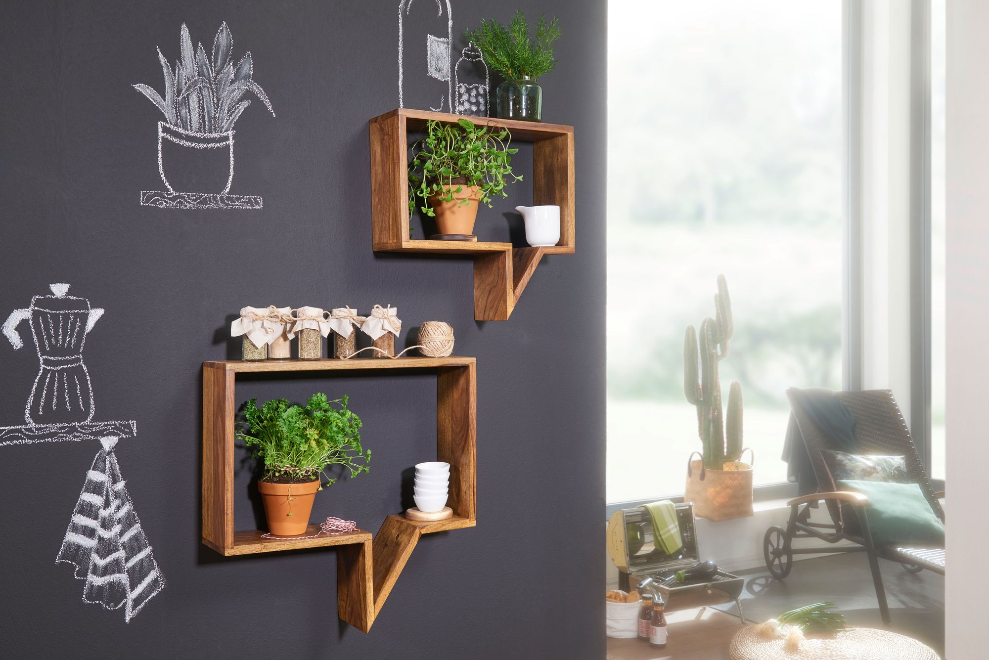 Wandregal Aalvik Massivholz Sheesham