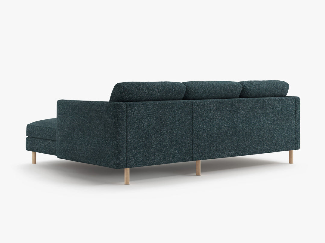 Micadoni Ecksofa Eden Groß 3-Sitzer Rechts Strukturierter Stoff Grün Blau Melange