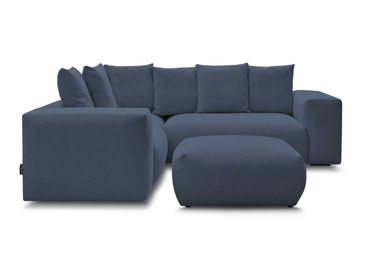Bobochic Voltaire Ecksofa mit Pouf 268 × 214 cm Melange-Stoff Dunkelblau Ecke links