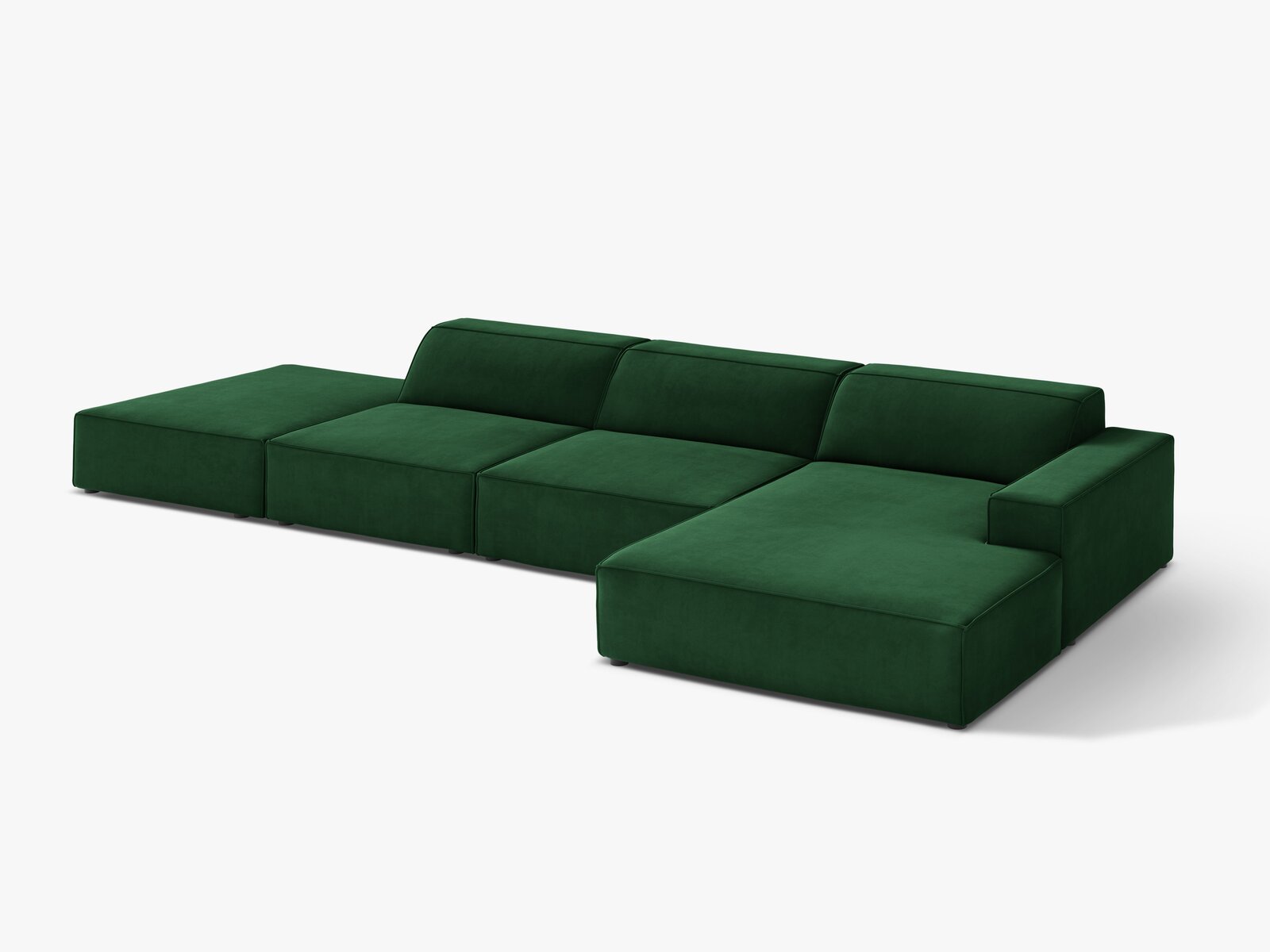 Micadoni Ecksofa Jodie 5-Sitzer Rechts Samt Bluvel Flaschengrün
