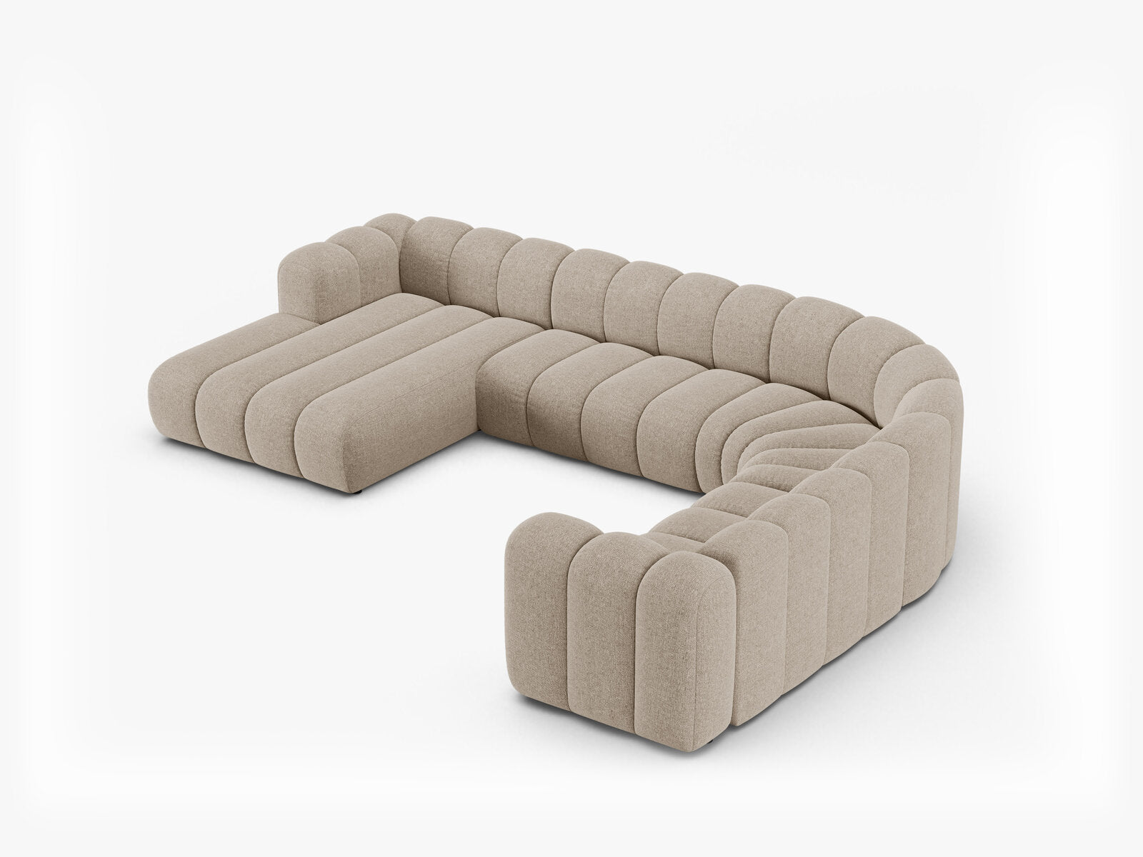 Micadoni Modulares Panorama Ecksofa Lupine 6-Sitzer Rechts Chenille Eden Dunkelbeige
