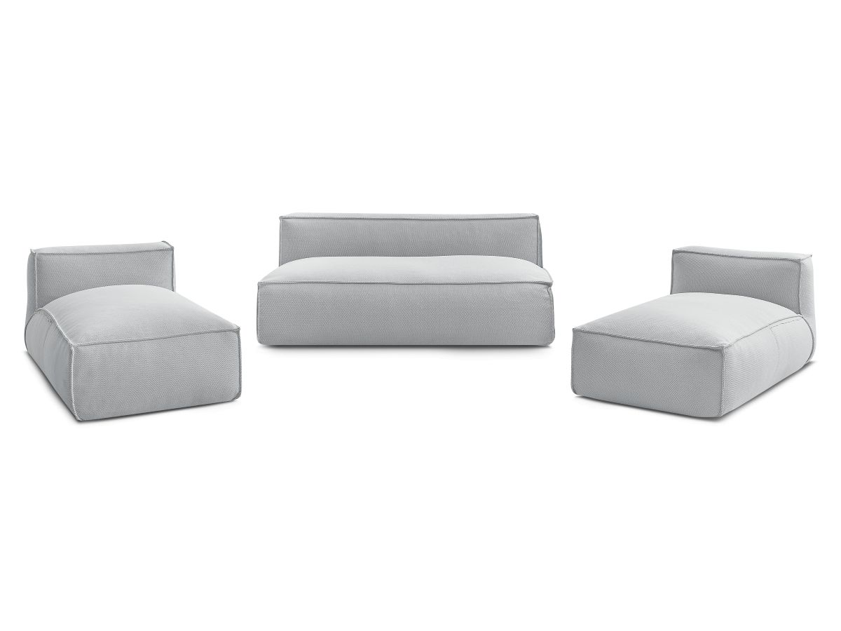 Bobochic Biarritz Gartensofa 4-Sitzer Melange-Stoff Grau