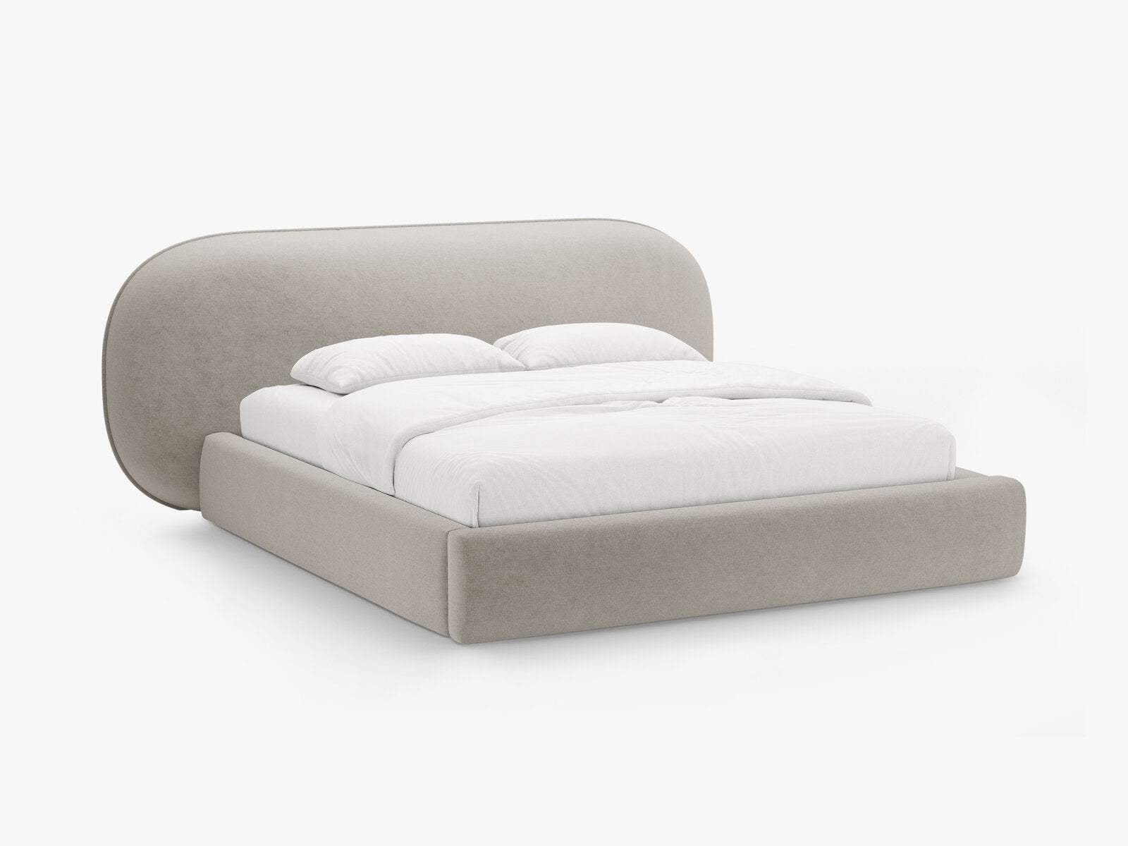 Micadoni Stauraumbett mit Kopfteil Ovalo Chenille Perfect Harmony Beige 140x200