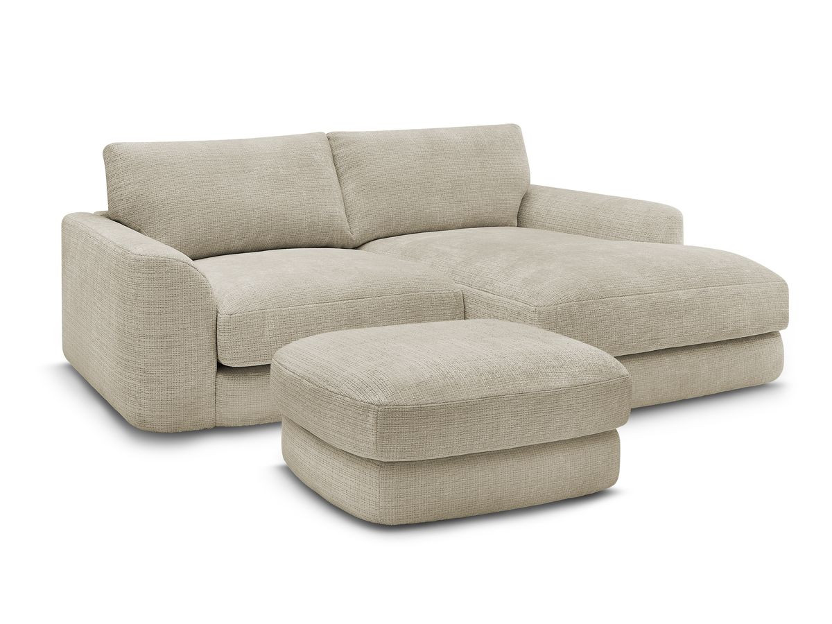 Bobochic Leonore Ecksofa mit Pouf Strukturstoff Beige Ecke rechts
