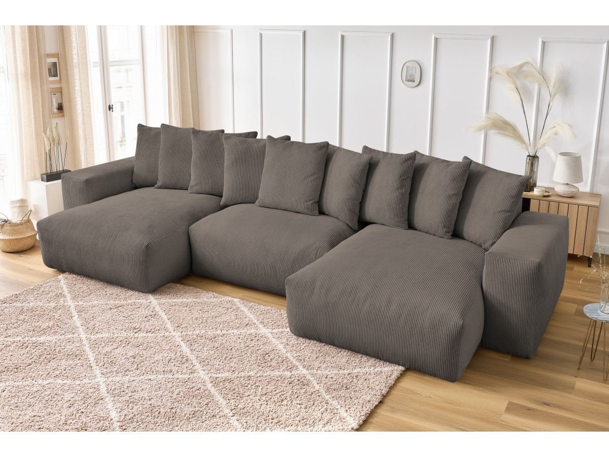 Bobochic Voltaire Wohnlandschaft 420 × 174 cm Cordsamt Taupe