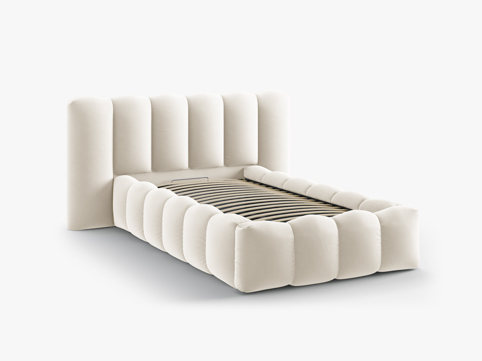 Micadoni Stauraumbett mit Kopfteil Lupine Samt Paris Beige