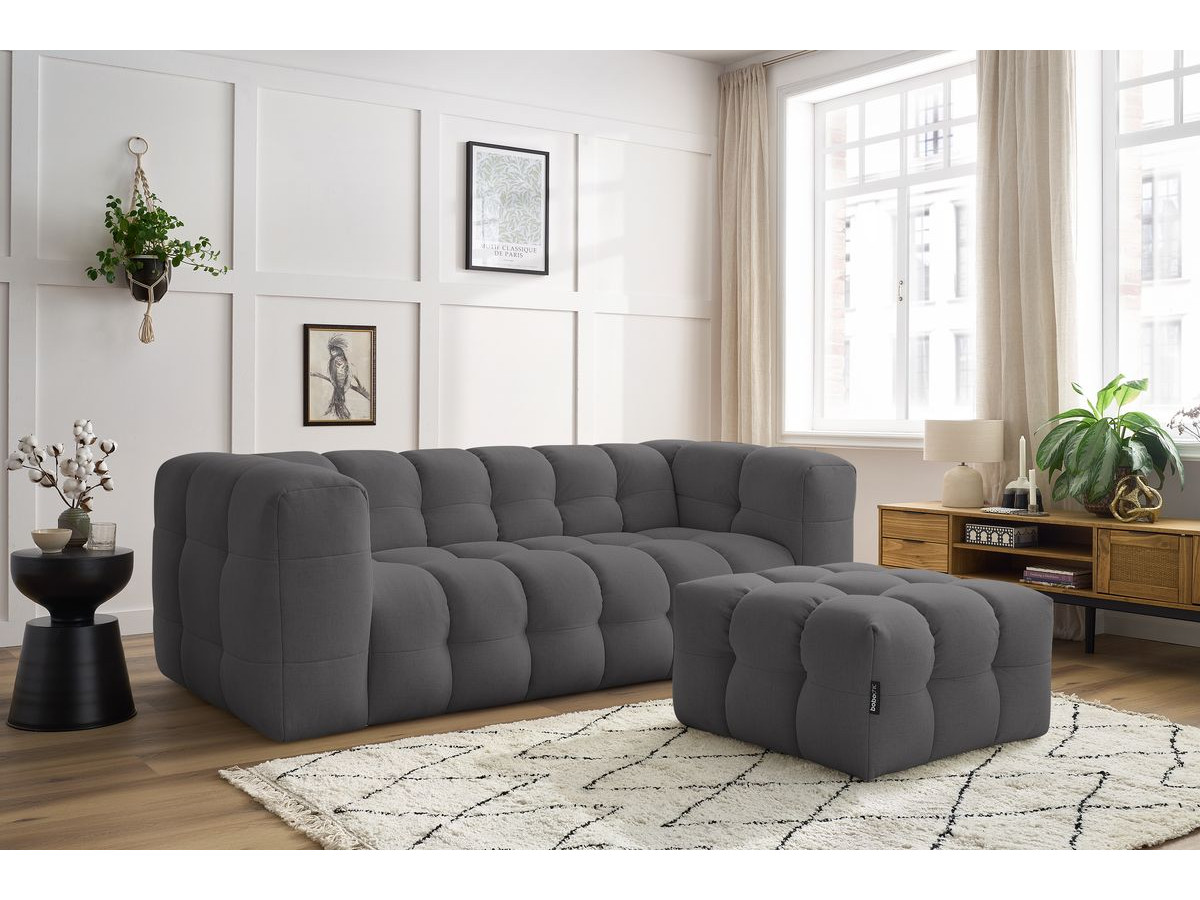 Bobochic Cloud Sofa 4-Sitzer mit Pouf Stoff Dunkelgrau