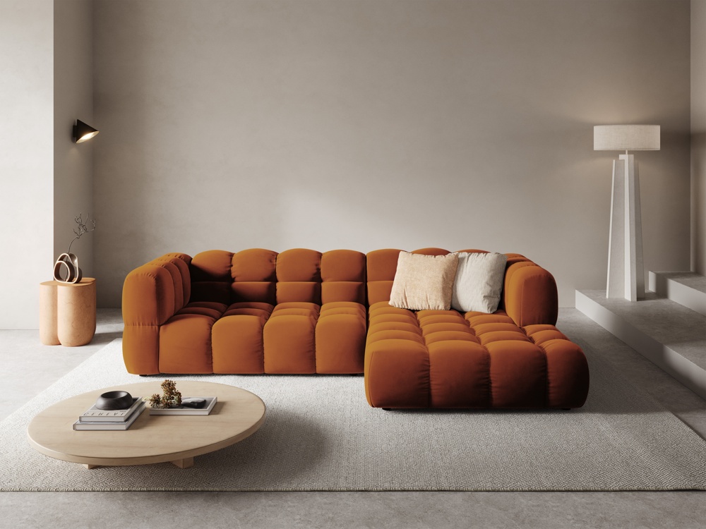 Cosmopolitan Design Ecksofa Sky 4-Sitzer mittlere Version Samt Casino Terrakotta Rechts
