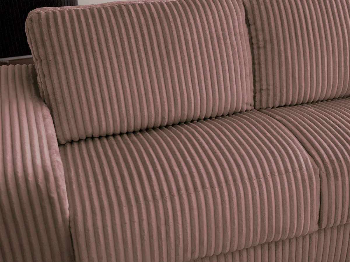 Bobochic Ibiza Schlafsofa 3-Sitzer Cordsamt Rosa, Liegefläche 140 × 196 cm