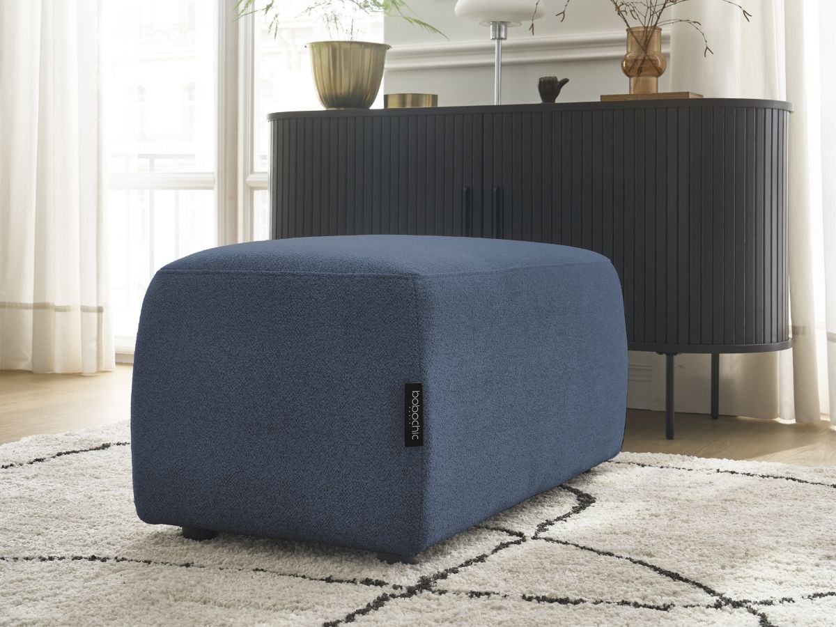 Bobochic Atilla Pouf Melange-Stoff Blau