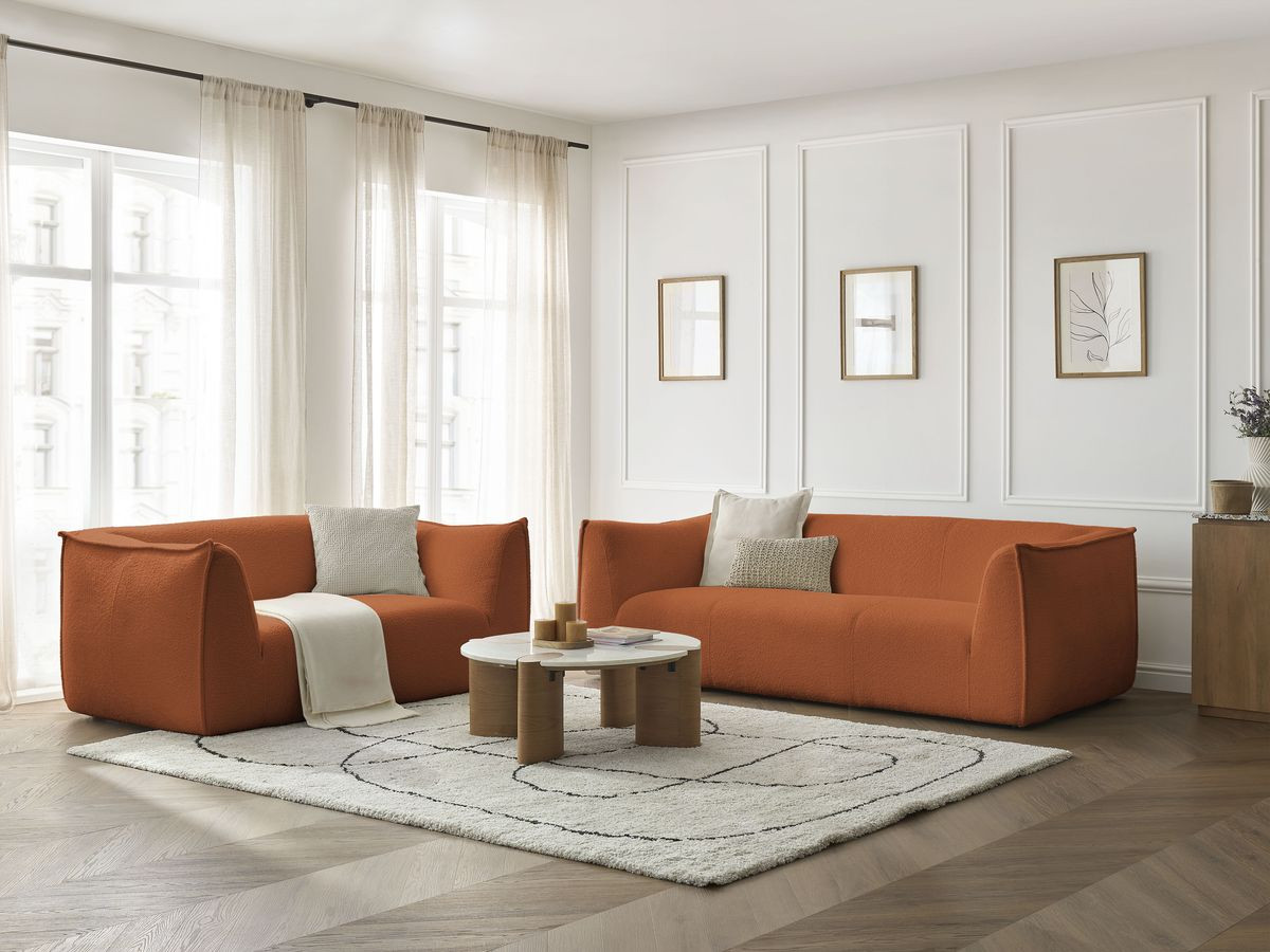 Bobochic Giorgia Sofa 5-Sitzer 412 × 100 cm Bouclé-Stoff Orange