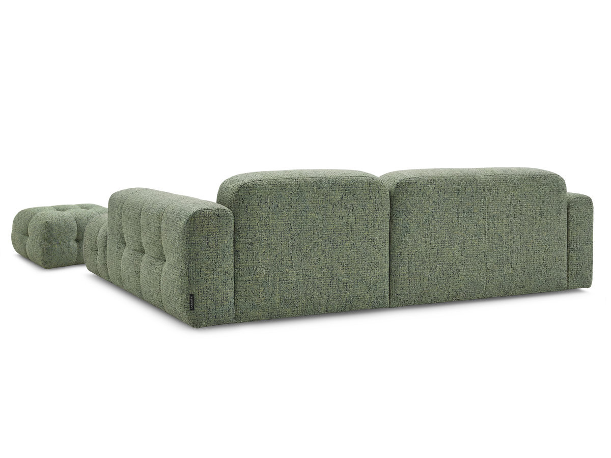 Bobochic Laura Ecksofa mit kleinem Pouf Melange-Stoff Hellgrün Ecke links